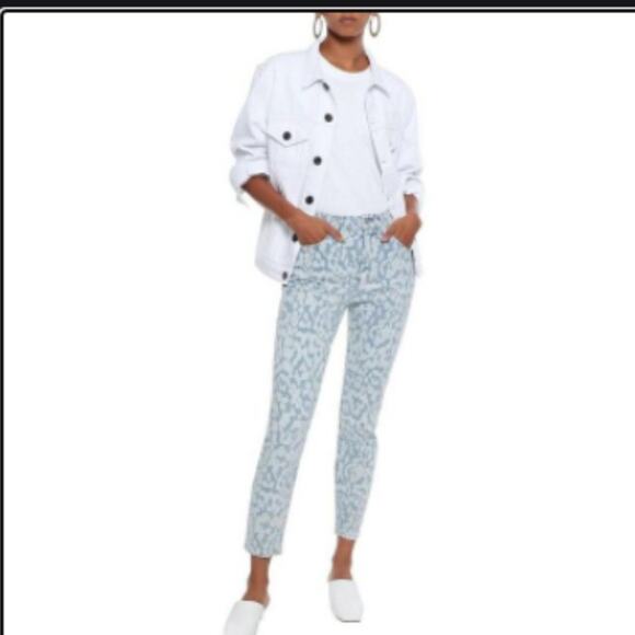Current/Elliott Blue Acid Current/Elliott Stiletto Crop Bleached Jeans - Picture 1 of 5